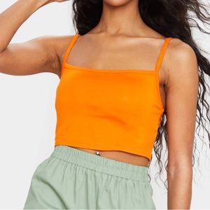Orange Spaghetti Strap Jersey Crop Top/S(4)
